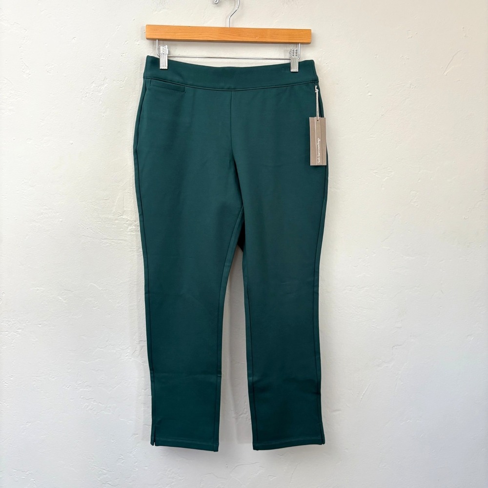 Soft Surroundings Ankle Legging Pants Women Size Small Petite Green Pull On New